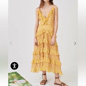 NWT MAJE Printed cotton voile dress with ruffles